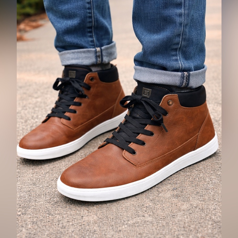 Men’s Day Five “Braxton” Brown High-Top Sneakers – Size 10